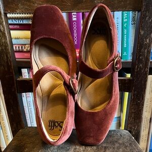 Sofft Rust Velvet Mary Jane Shoes